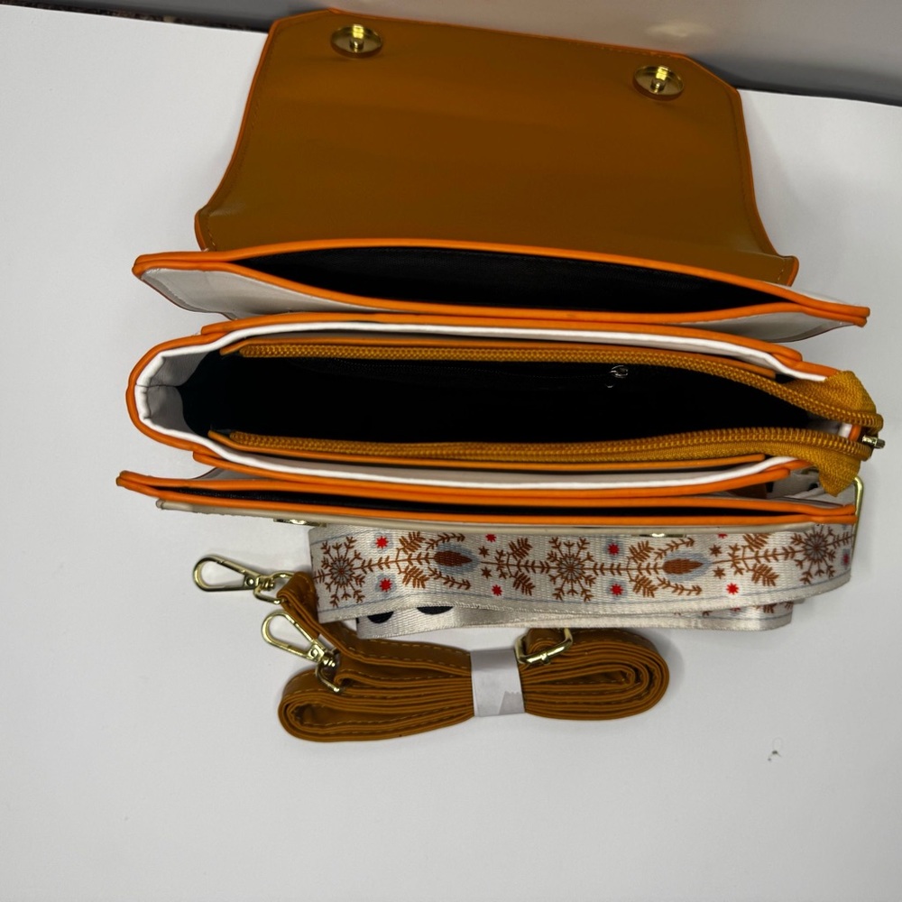 Women's Gold Crossbody Bag with Wide Strap - Picture 6 of 8